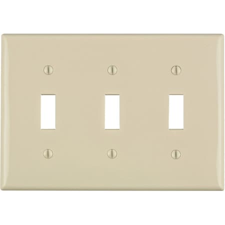 Leviton 3-Gang Thermoplastic Nylon Toggle Switch Wall Plate, Light Almond 011-80711-00T